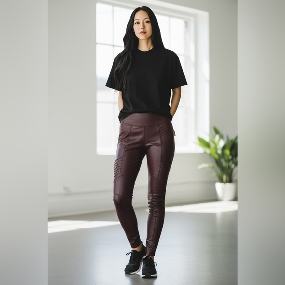 Athleta-XXS-Gleam Moto Legging Delancey Tight Decadent Chocolate Ankle Zip - Picture 1 of 12